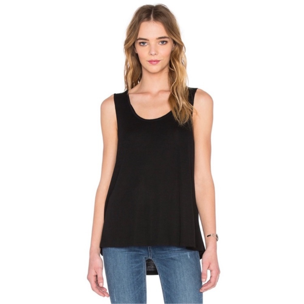 NWT Heather by Bordeaux Black Scoop Neck Boxy Tank Size P